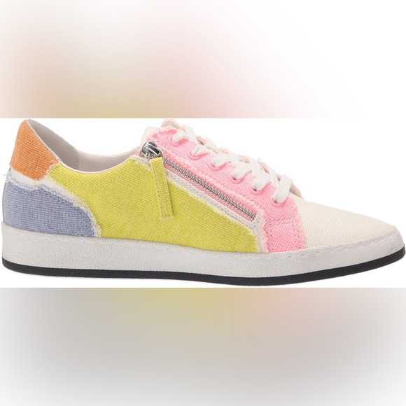 ⭐️ Dolce Vita Women's Miya Sneaker Sherbert Zipper Pink Yellow Canvas Sz 7 - Picture 2 of 14